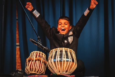 Students on stage